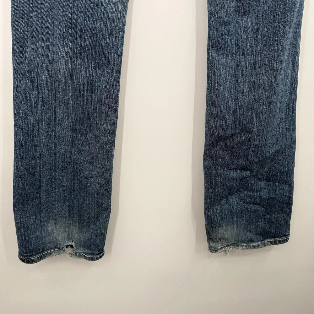 Miss Me Jeans Womens 31 Blue Bootcut Embroidered Distressed Stretch Mid‎ Rise